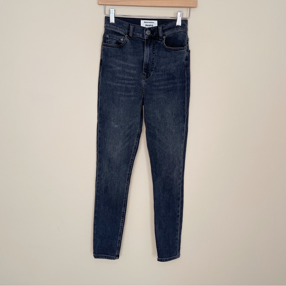 Reformation Avalon Washed Black High Rise Skinny Jeans Size 23